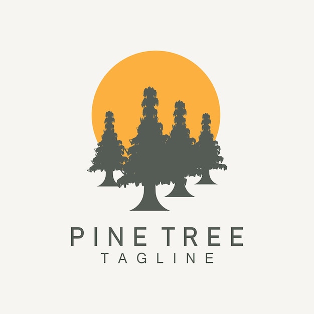 Pine Tree Logo Vector Design Illustration Template Evergreen Tree Vintage Silhouette Forest