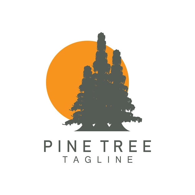 Pine Tree Logo Vector Design Illustration Template Evergreen Tree Vintage Silhouette Forest