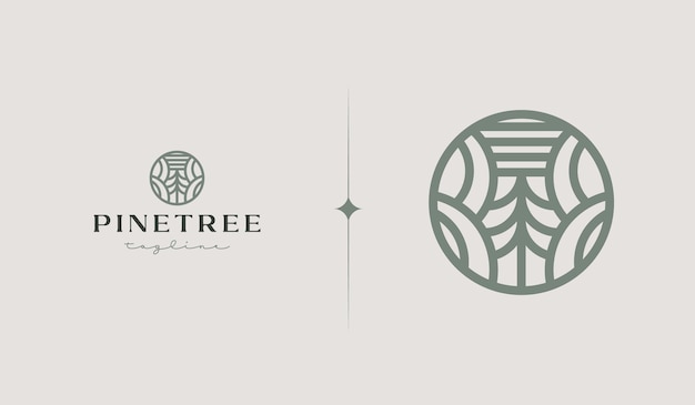 Pine Tree Monoline Logo Template Universal creative premium symbol Vector illustration Creative Minimal design template Symbol for Corporate Business Identity