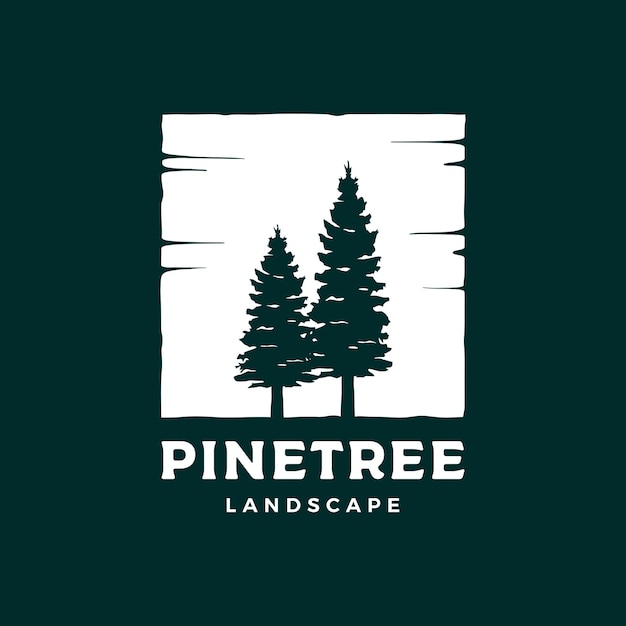 Pine tree silhouette logo design vector illustration