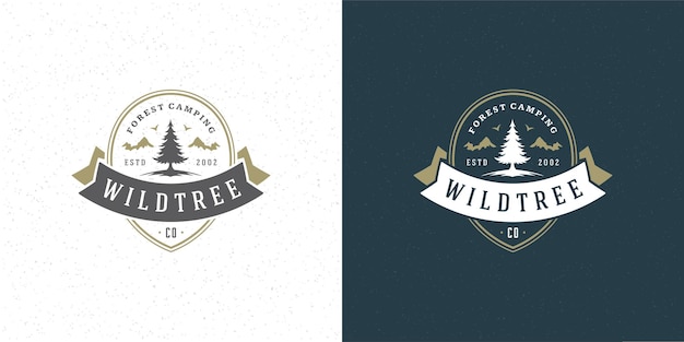 pine tree silhouette logo emblem  illustration