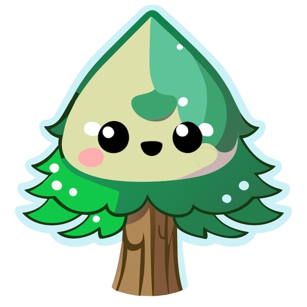 pine tree vector illustration kawaii