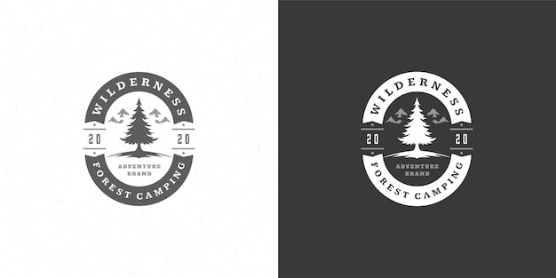 pine trees silhouette logo emblem  illustration