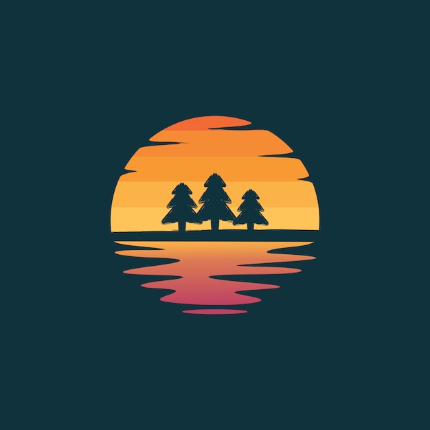 Pine trees silhouette logo   