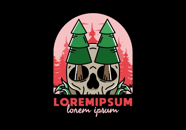 Pine trees stuck in skull illustration design