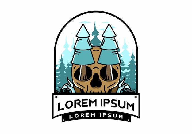 Pine trees stuck in skull illustration design