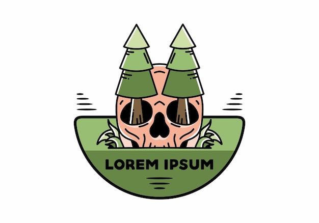 Pine trees stuck in skull illustration design