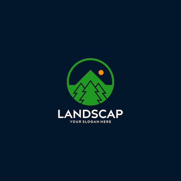 pine with mountain logo design