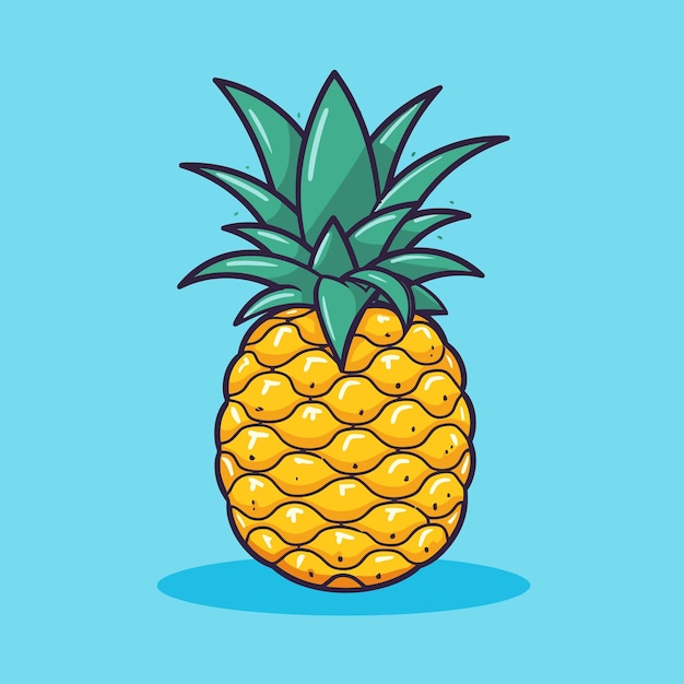 Vector pineapple ananas fruit cartoon vector icon logo illustration food nature icon concept flat cartoon