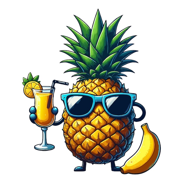 Pineapple cartoon character clipart illustration