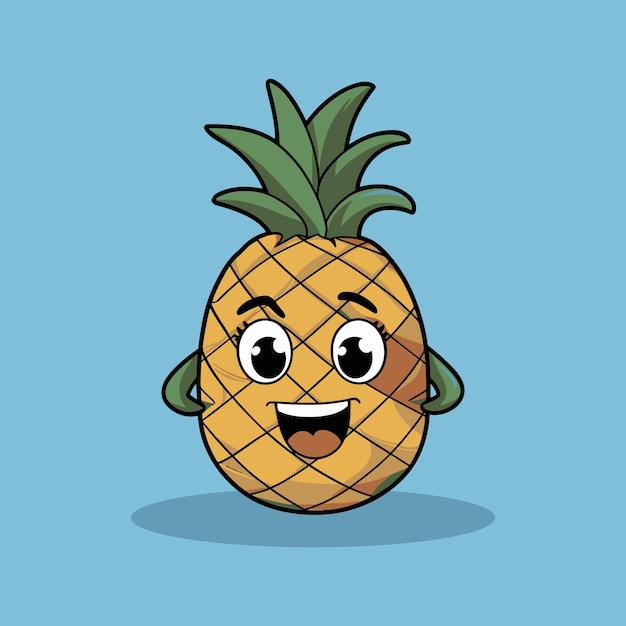 A pineapple cartoon character with a big smile on his face