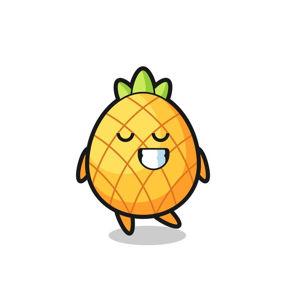 Pineapple cartoon illustration with a shy expression , cute style design for t shirt, sticker, logo element