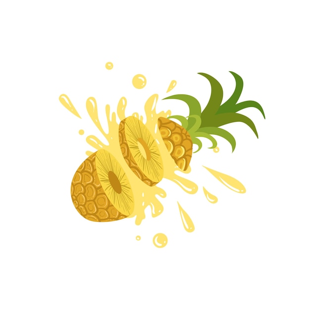 Pineapple Cut In The Air Splashing The Juice