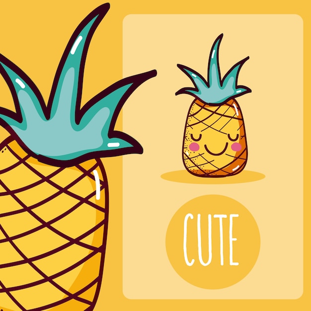 Pineapple cute and funny cartoon 