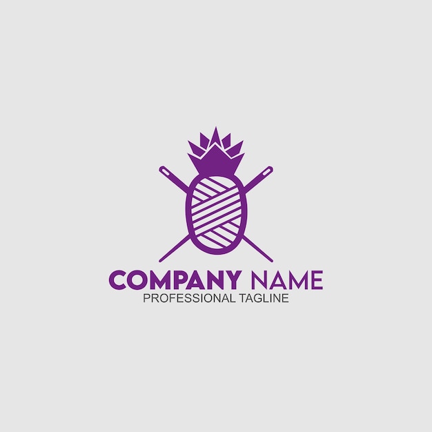 pineapple embroidery logo Design vector template