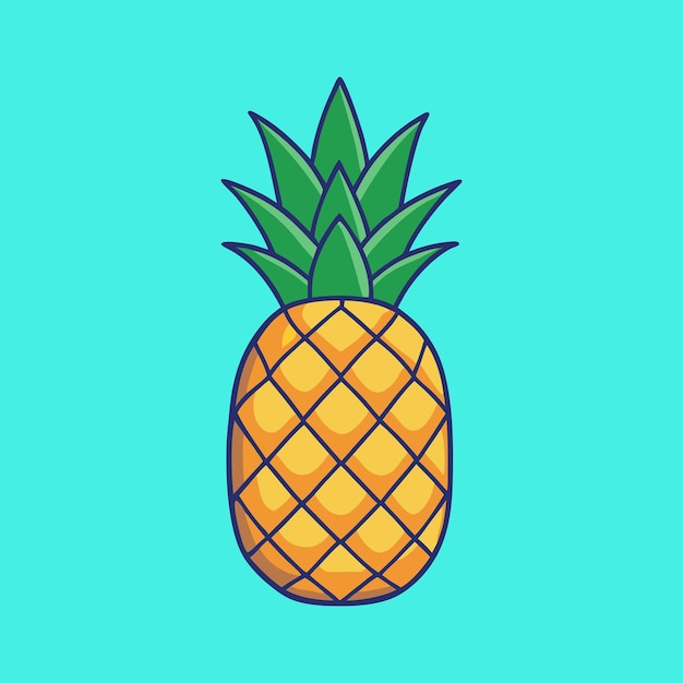 Pineapple Fruit Cartoon Vector Icon Illustration Isolated Background