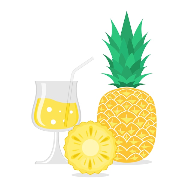 Pineapple fruit illustration with summer fruits