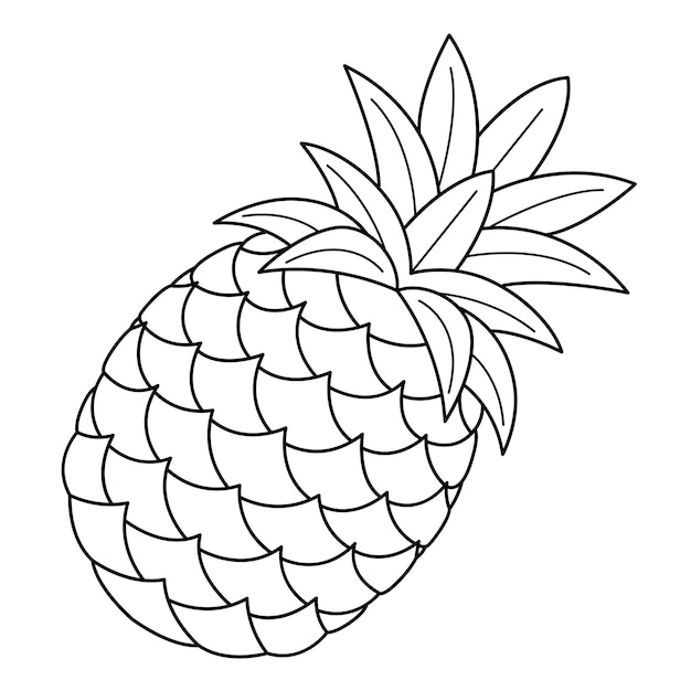 Pineapple Fruit Isolated Coloring Page for Kids