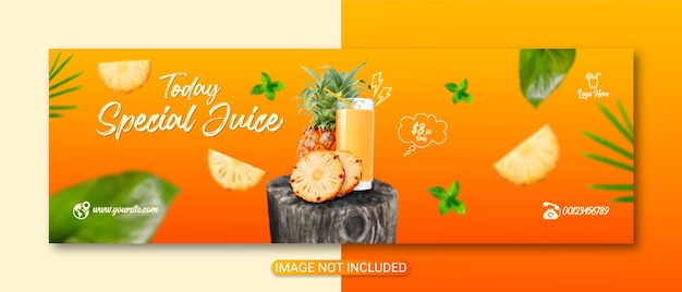 pineapple fruit juice flyer or special fruit cover design premium vector