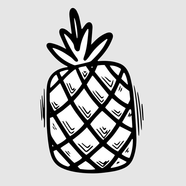 Vector pineapple hand drawn with doodle style illustration