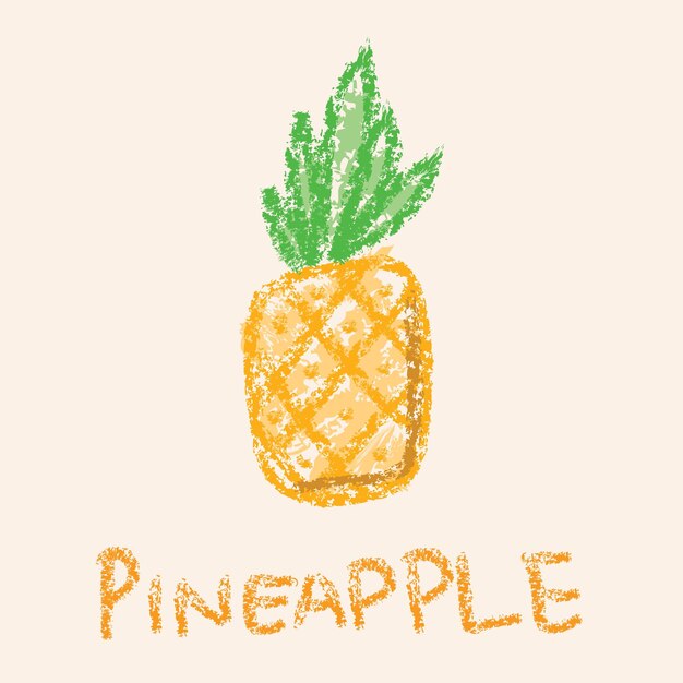 Vector pineapple of hand drawn