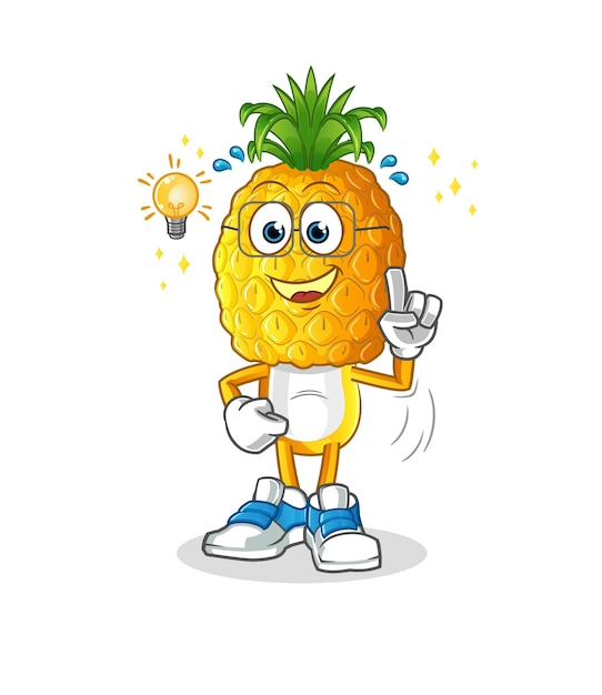 Pineapple head cartoon got an idea mascot vector