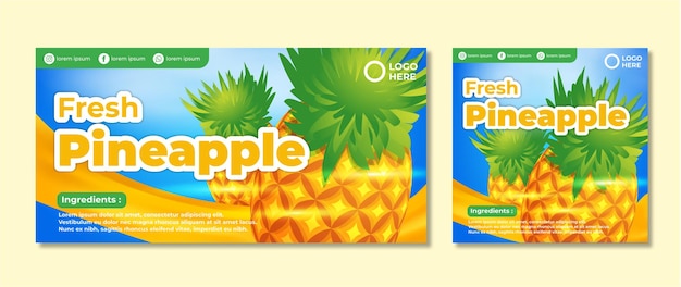 Pineapple Juice Label Design Illustrations Vectors