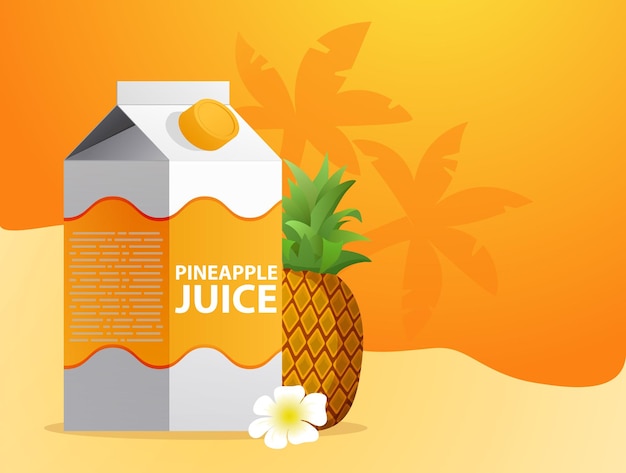 Pineapple juice packaging in a cardboard box.