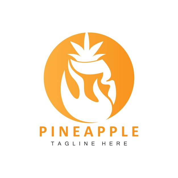 Pineapple Logo Design Fresh Fruit Vector Plantation Illustration Fruit Product Brand Label