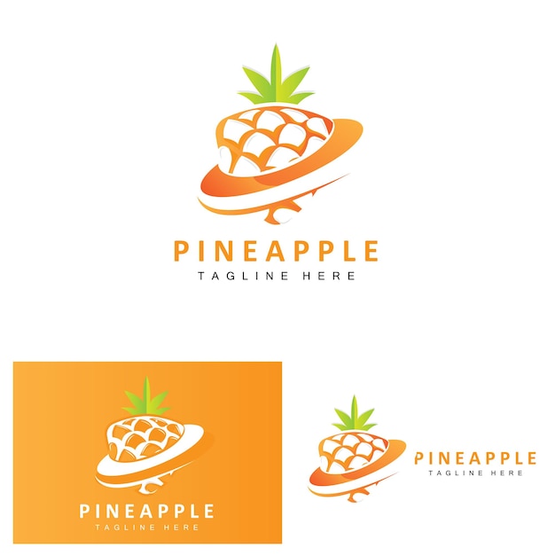 Pineapple Logo Design Fresh Fruit Vector Plantation Illustration Fruit Product Brand Label