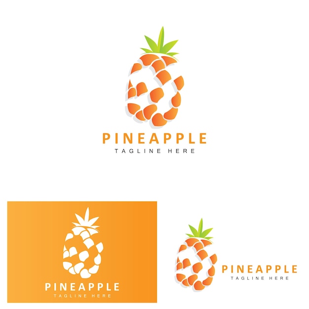 Pineapple Logo Design Fresh Fruit Vector Plantation Illustration Fruit Product Brand Label