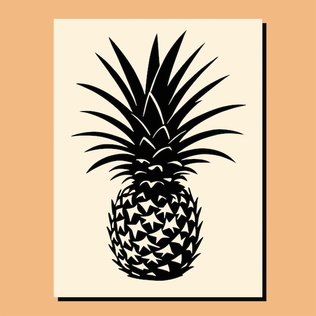 Vector pineapple minimalist poster vector artwork poster template geometric mid century modern print