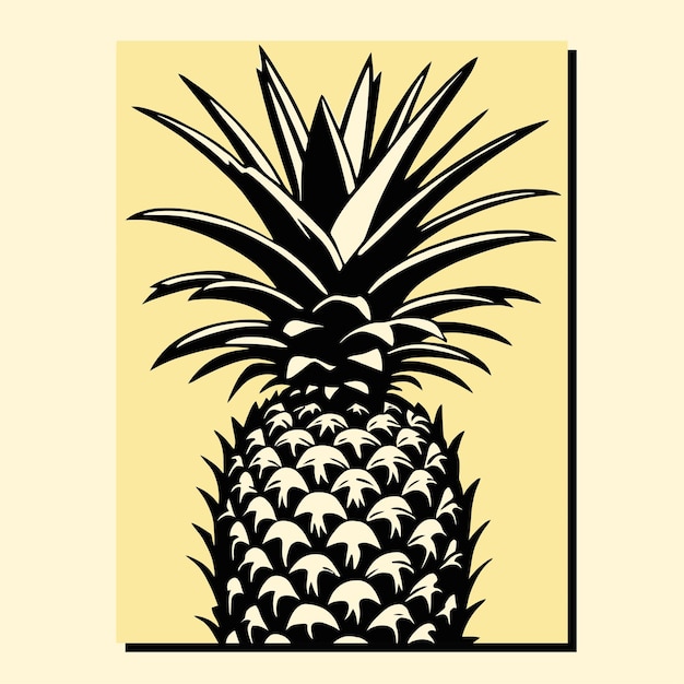 Pineapple Minimalist Poster Vector Artwork Template Geometric Mid Century Modern Print