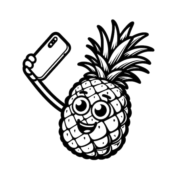 Pineapple Selfie Pose Clipart Illustration Vector