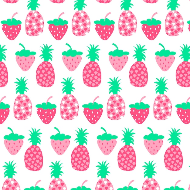 Pineapple and strawberries patterns