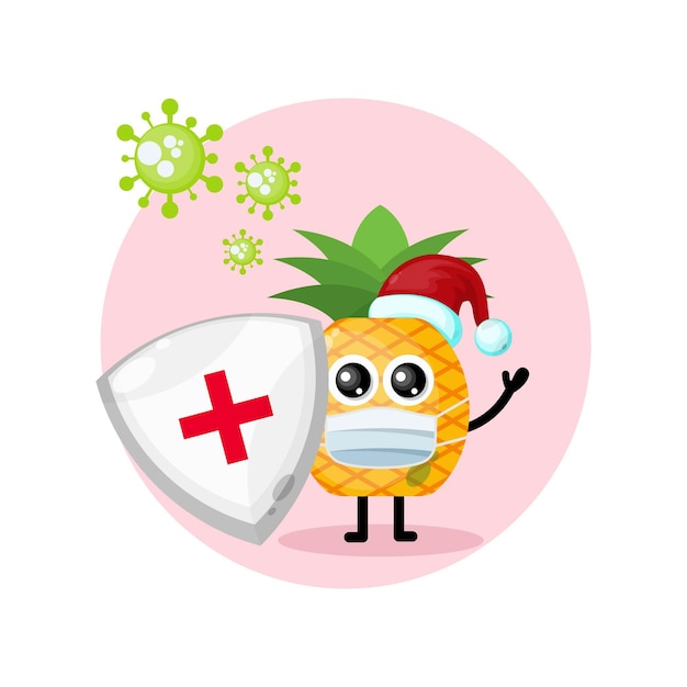 Pineapple virus christmas cute character logo