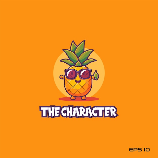 Vector pineapple wears glasses character vector illustration eps 10 mascot logo cute