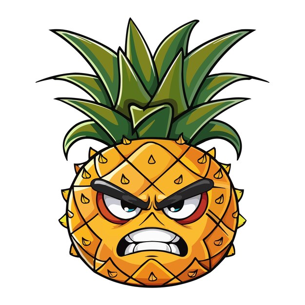 Vector a pineapple with a angry expression on it