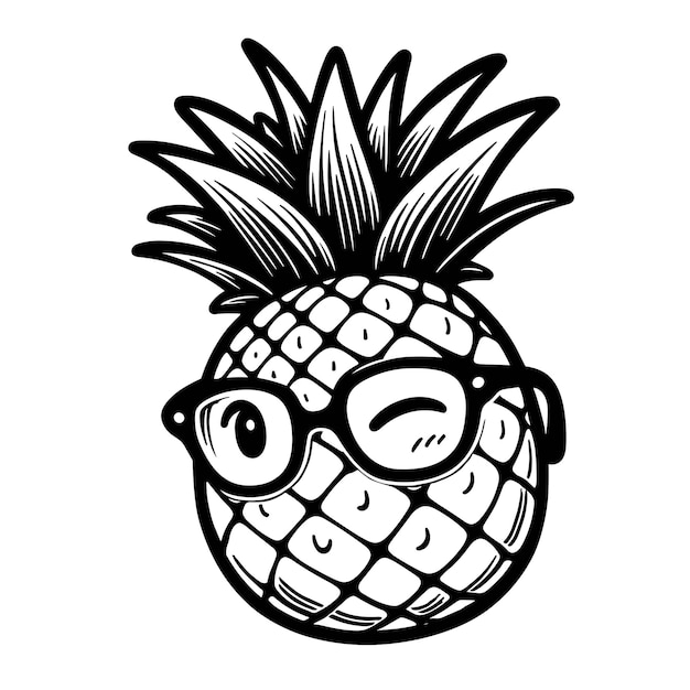 Pineapple With Glasses Clipart Illustration Vector