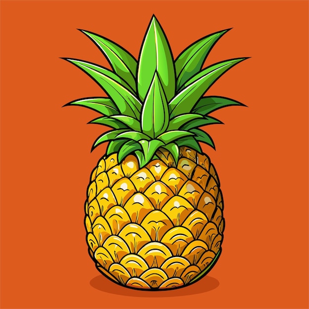 a pineapple with a green stem on a red background