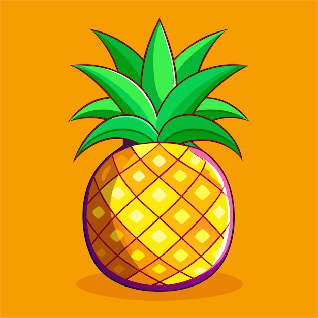 a pineapple with a green stem on a yellow background