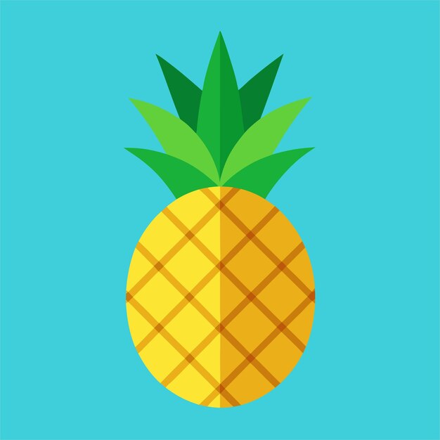 Vector a pineapple with a green top and a blue background with a green top