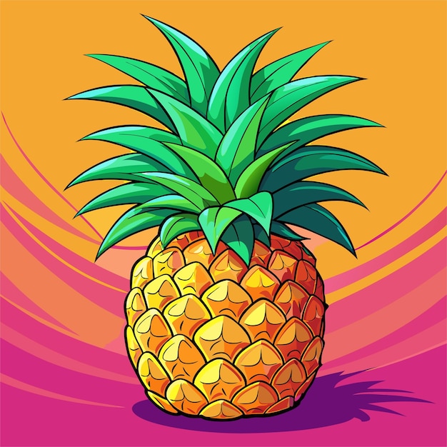 a pineapple with a yellow background and a red background with a yellow background