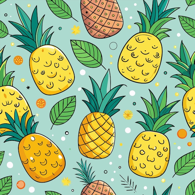 Vector pineapples and pineapples on a blue background