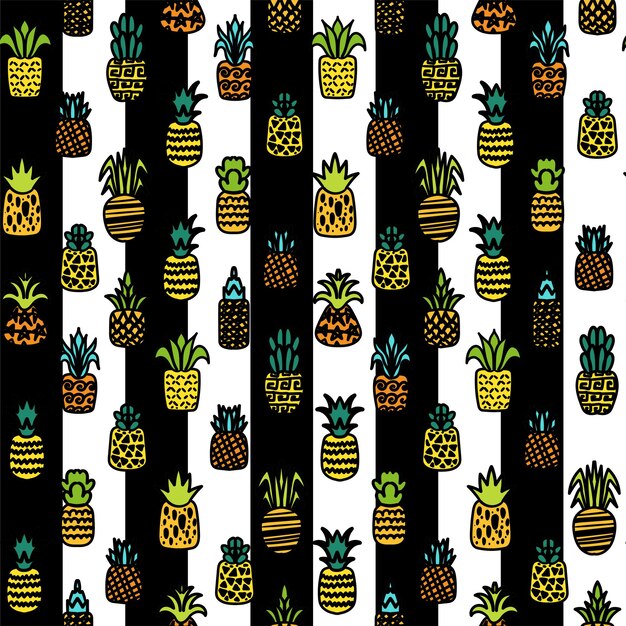 Pineapples vector seamless pattern