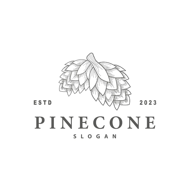 Pinecone Logo Simple Minimalist Design Pine Tree Plant Template Vector Illustration