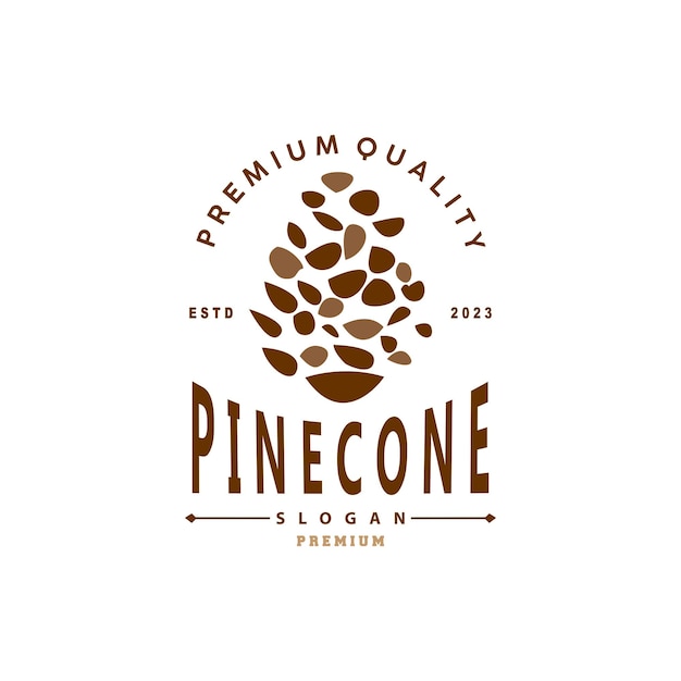 Pinecone Logo Simple Minimalist Design Pine Tree Plant Template Vector Illustration