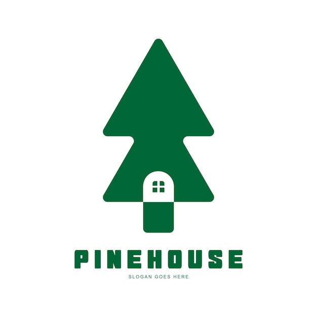 Pines Home Residence Logo Template. Vector illustration of pines tree that incorporate with house