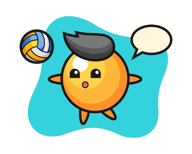 Ping pong ball cartoon is playing volleyball