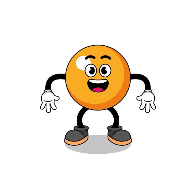 Ping pong ball cartoon with surprised gesture character design